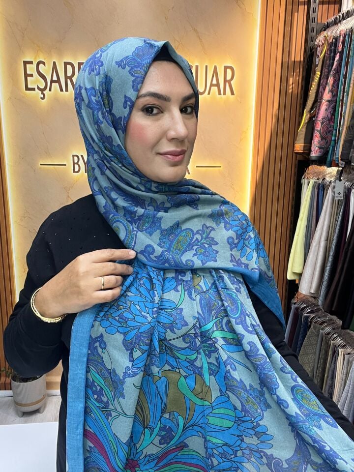 LUVENSARA PAMUK İPEK ŞAL 1227 İNDİGO