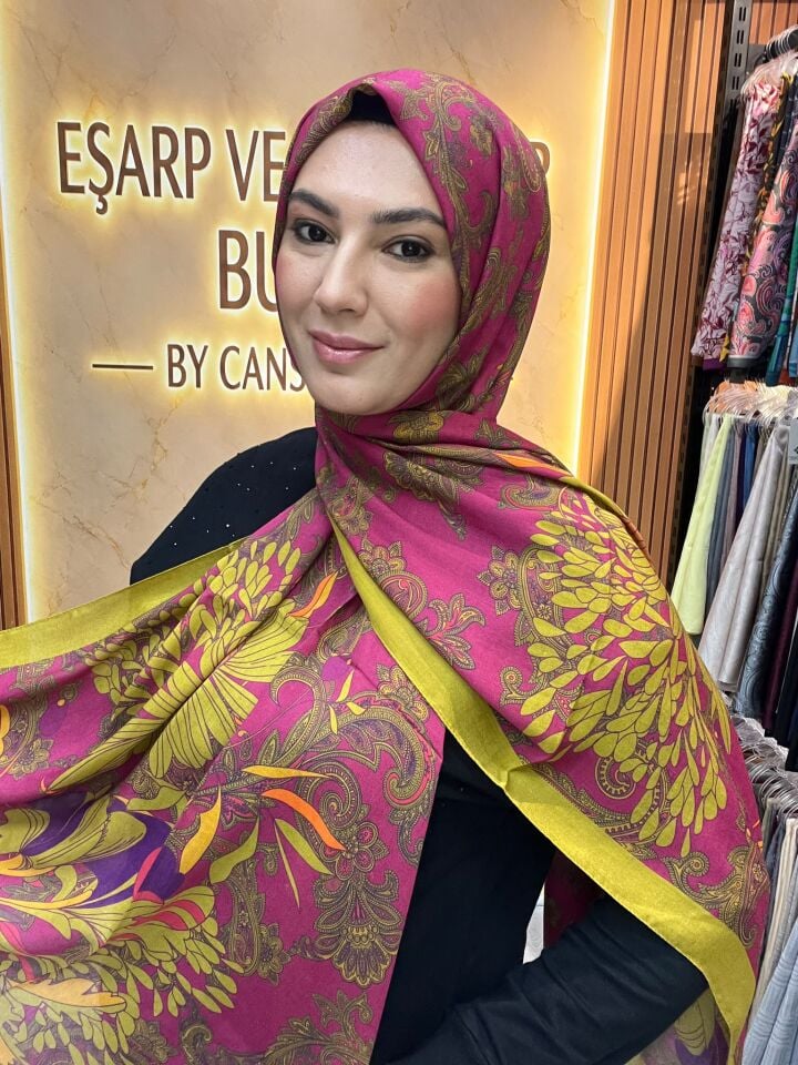 LUVENSARA PAMUK İPEK ŞAL 1227 FUŞYA
