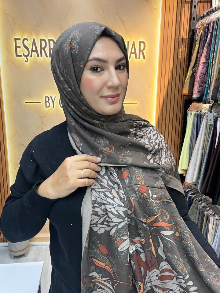 LUVENSARA PAMUK İPEK ŞAL 1227 KOYU VİZON