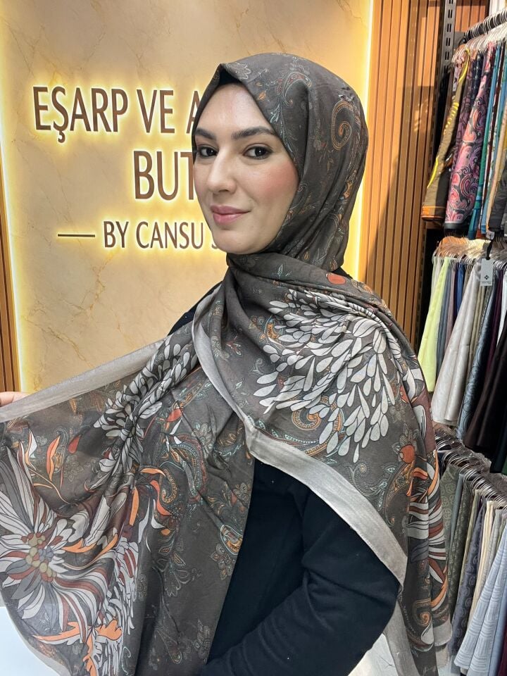 LUVENSARA PAMUK İPEK ŞAL 1227 KOYU VİZON