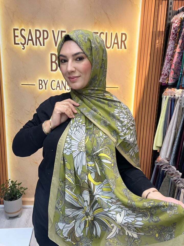 LUVENSARA PAMUK İPEK ŞAL 1227 FISTIK YEŞİL