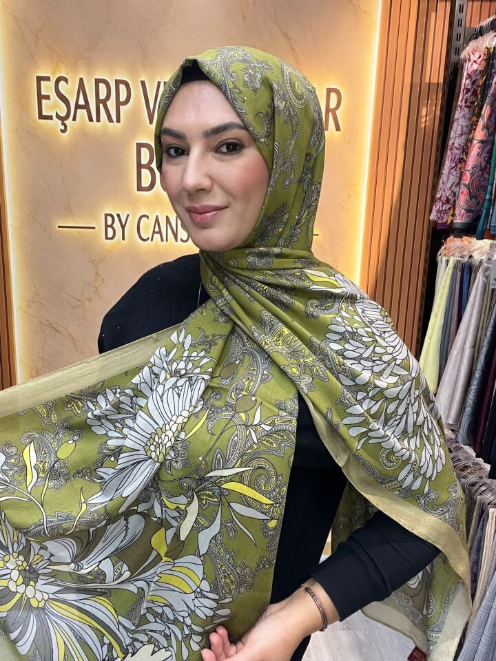 LUVENSARA PAMUK İPEK ŞAL 1227 FISTIK YEŞİL