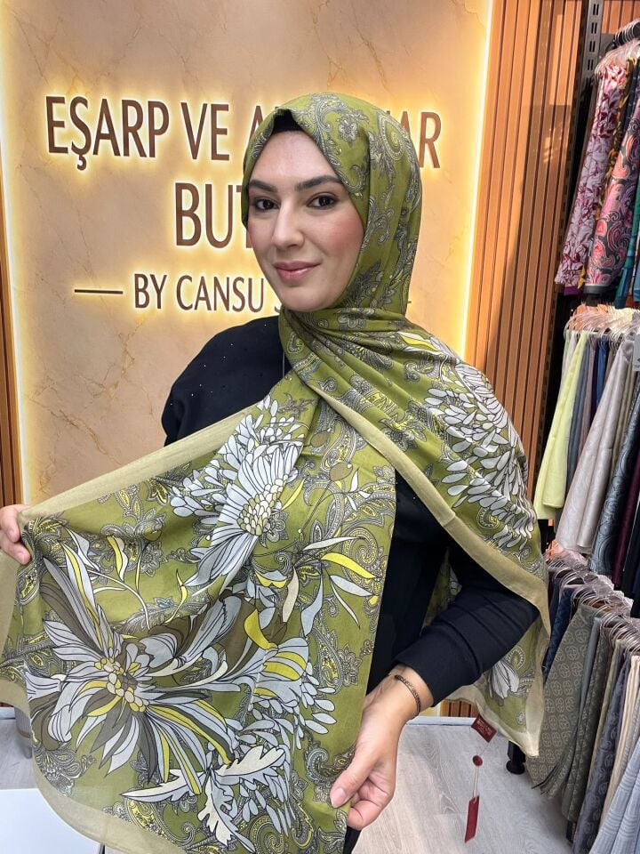 LUVENSARA PAMUK İPEK ŞAL 1227 FISTIK YEŞİL
