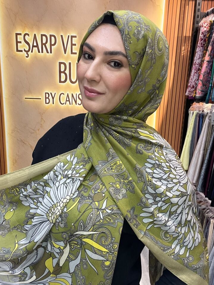 LUVENSARA PAMUK İPEK ŞAL 1227 FISTIK YEŞİL