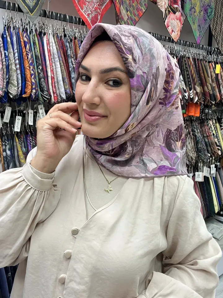 GLAMORİA ÇİÇEK DESEN TENSEL EŞARP 1131 MODEL 1