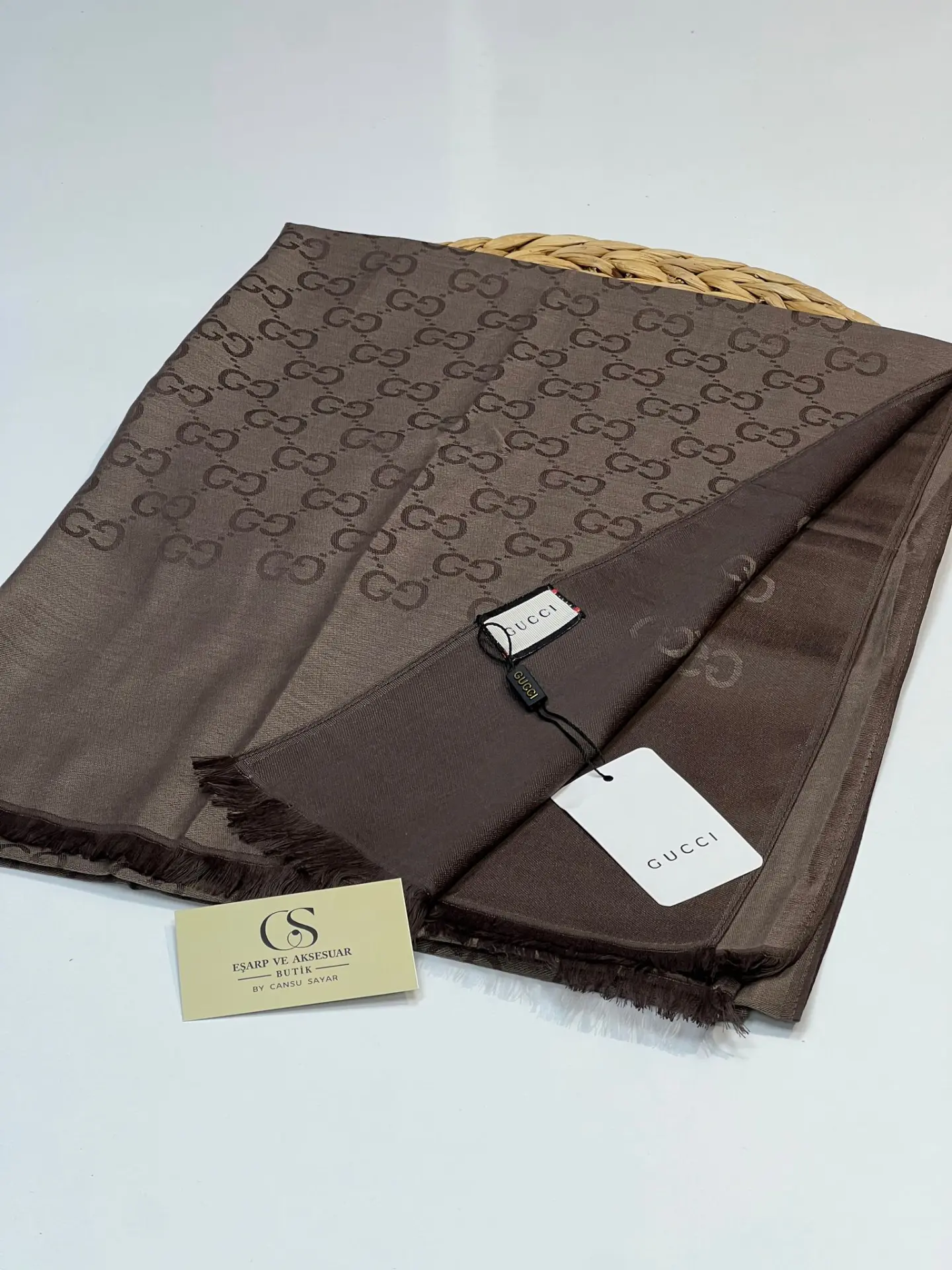 GUCCİ KAŞMİR İPEK KAHVE TONLARI ÇİKOLATA KAHVE
