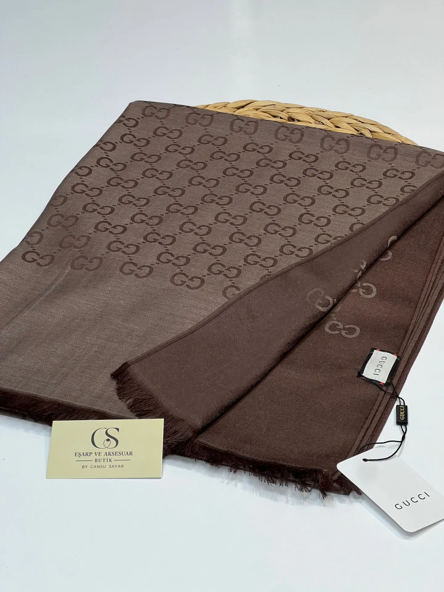 GUCCİ KAŞMİR İPEK KAHVE TONLARI ÇİKOLATA KAHVE 2