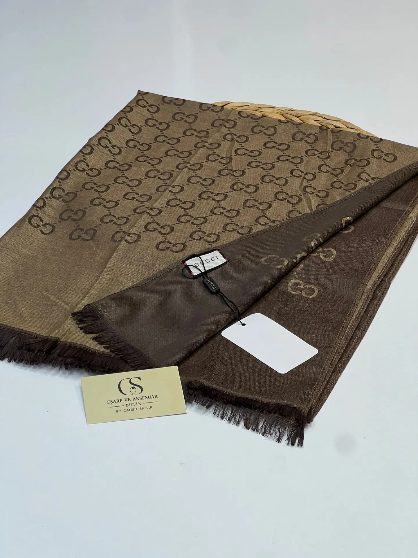 GUCCİ KAŞMİR İPEK KAHVE TONLARI KAHVERENGİ - SARI
