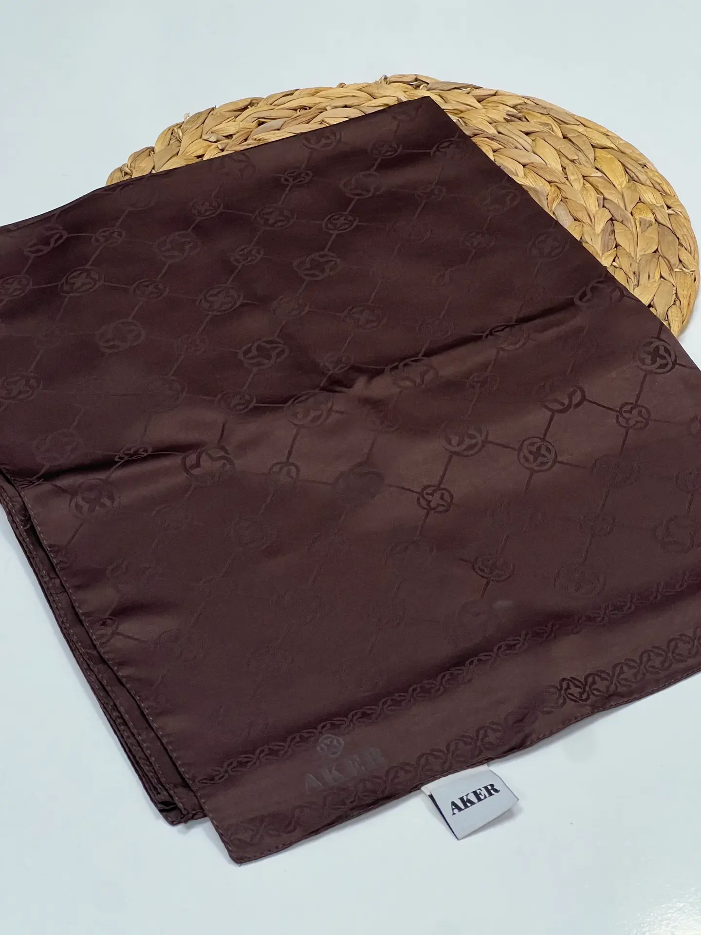 AKER SPORT MONOGRAM DESEN JAKAR ŞAL KAHVERENGİ - SARI