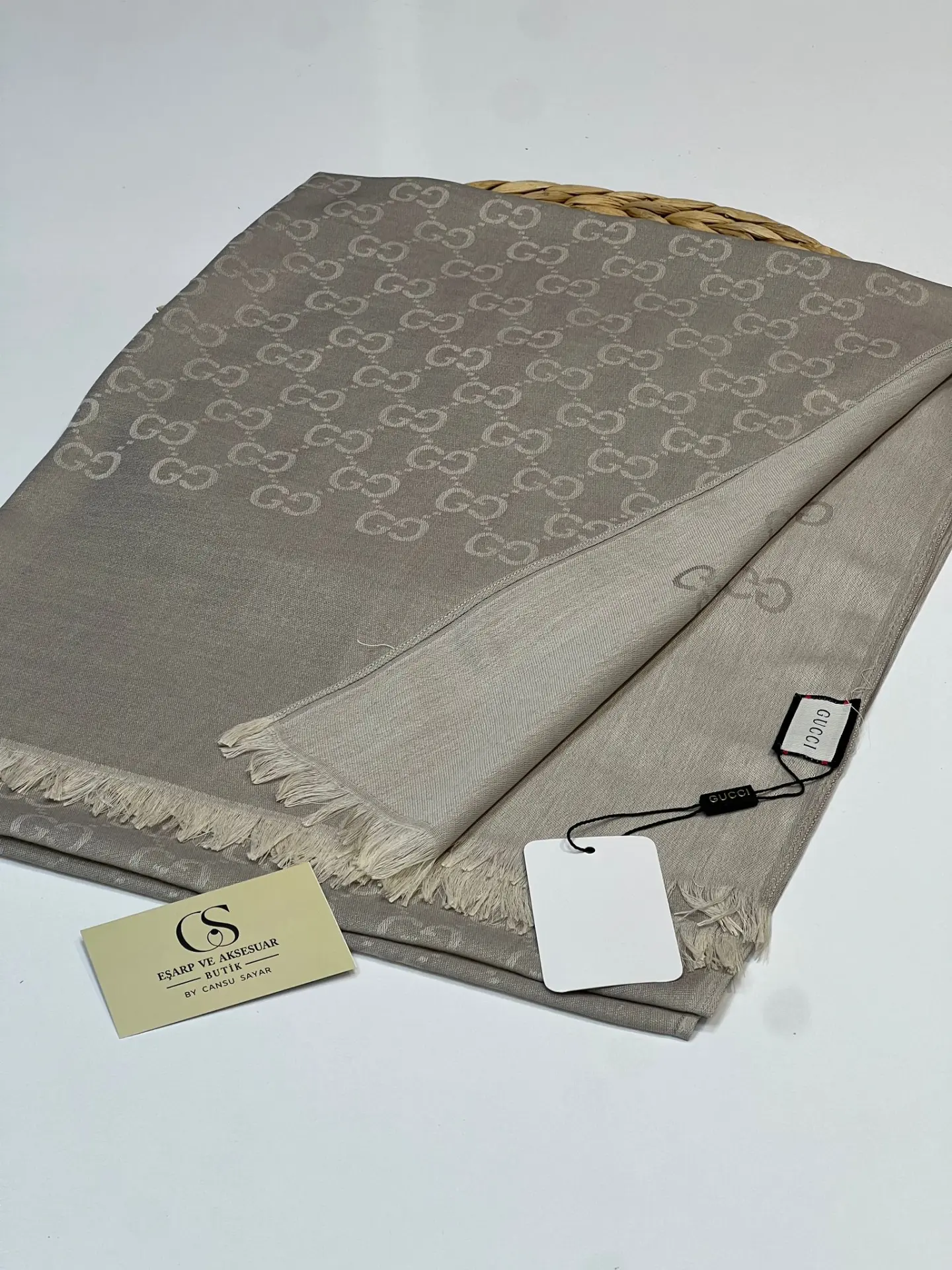 GUCCİ KAŞMİR İPEK KAHVE TONLARI BEJ