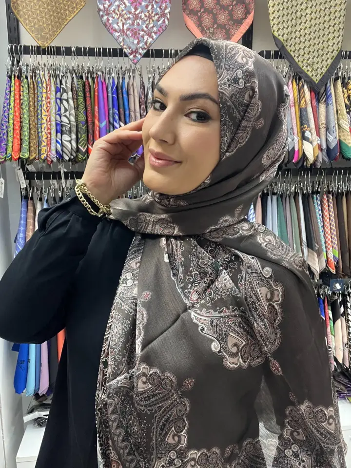 LOCELLA ETNİK DESEN VUAL İPEK ŞAL VİZON