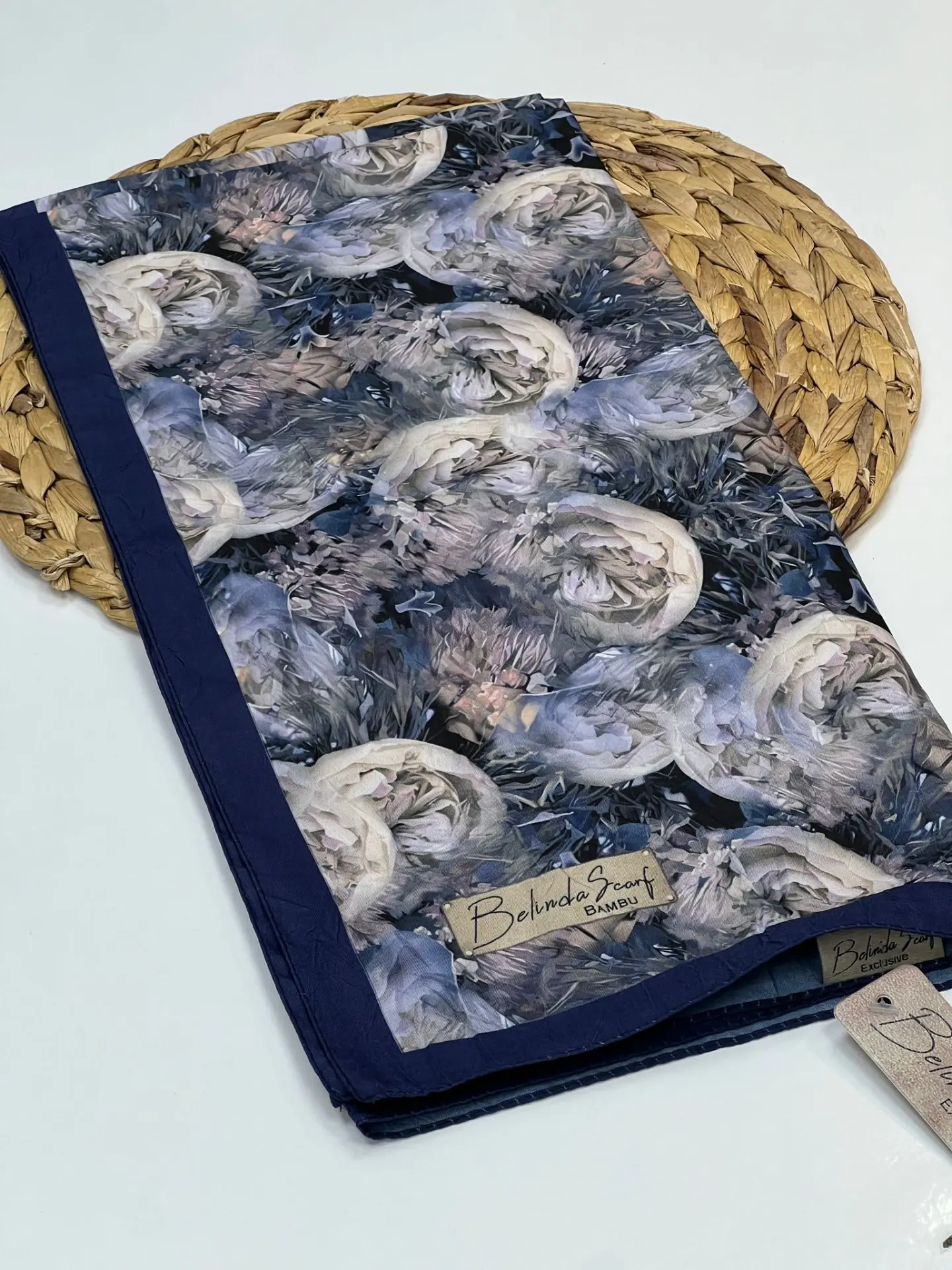 ÇİÇEK DESEN BAMBU SOFT EŞARP 1006 LACİVERT