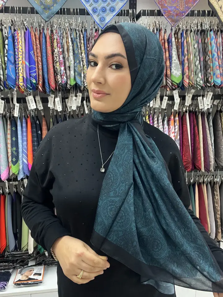 ETNİK DESEN SOFT PAMUK ŞAL PETROL-SİYAH