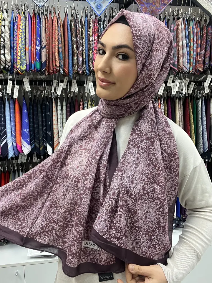 ETNİK DESEN SOFT PAMUK ŞAL AÇIK MÜRDÜM-BEYAZ