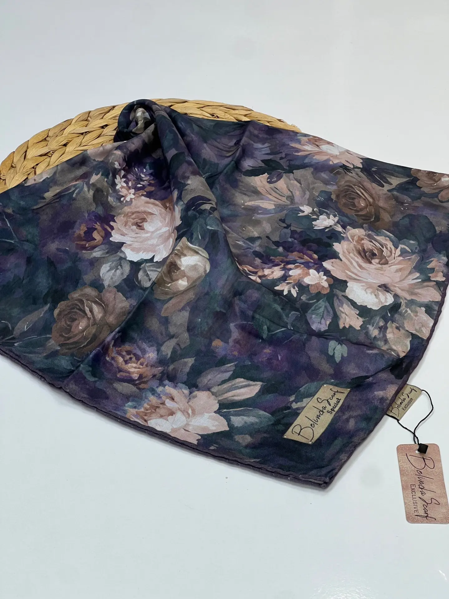 ÇİÇEK DESEN SOFT PAMUK EŞARP 1007 MOR 2