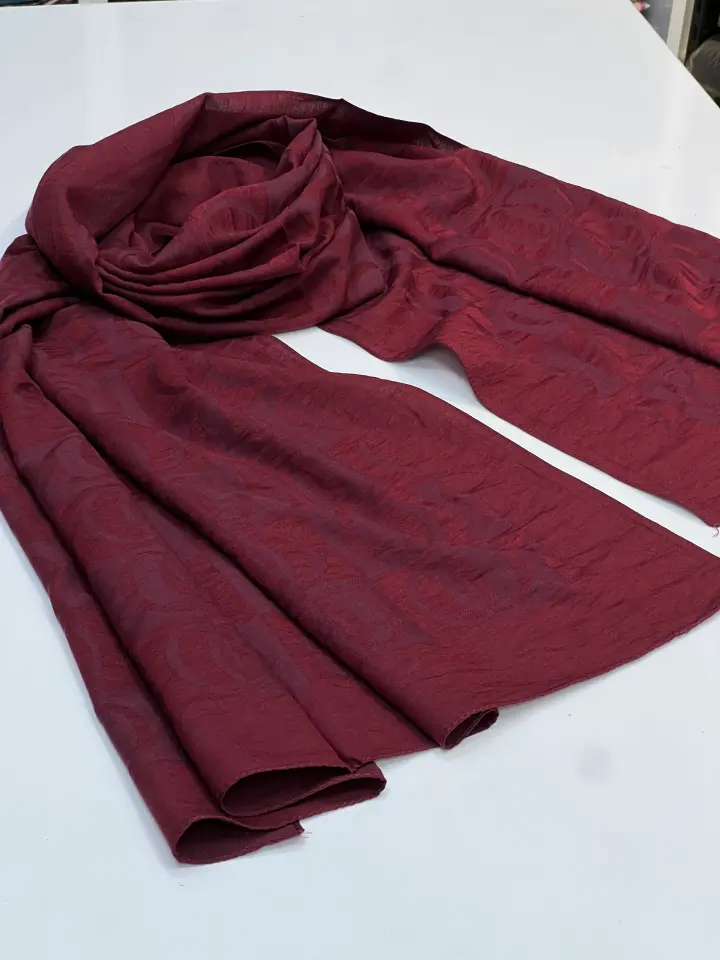 HALKA DESEN ŞAL MEVSİMLİK KUMAŞ  (Floşsuz) 1020 KOYU BORDO