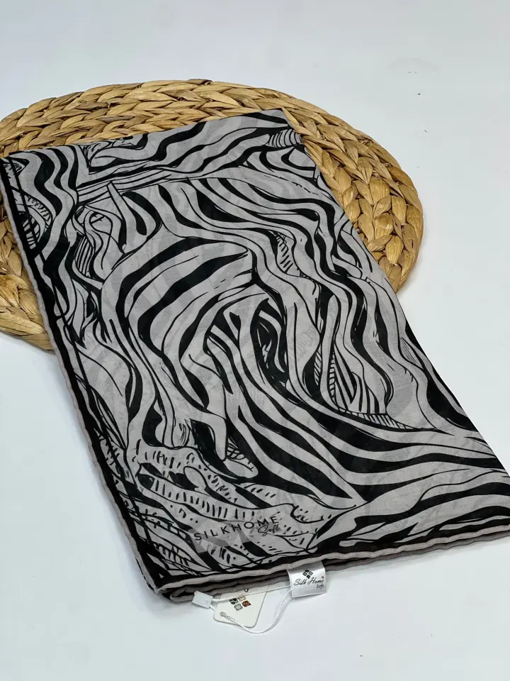 SİLK HOME ZEBRA DESEN SOFT EŞARP 1015 SİYAH
