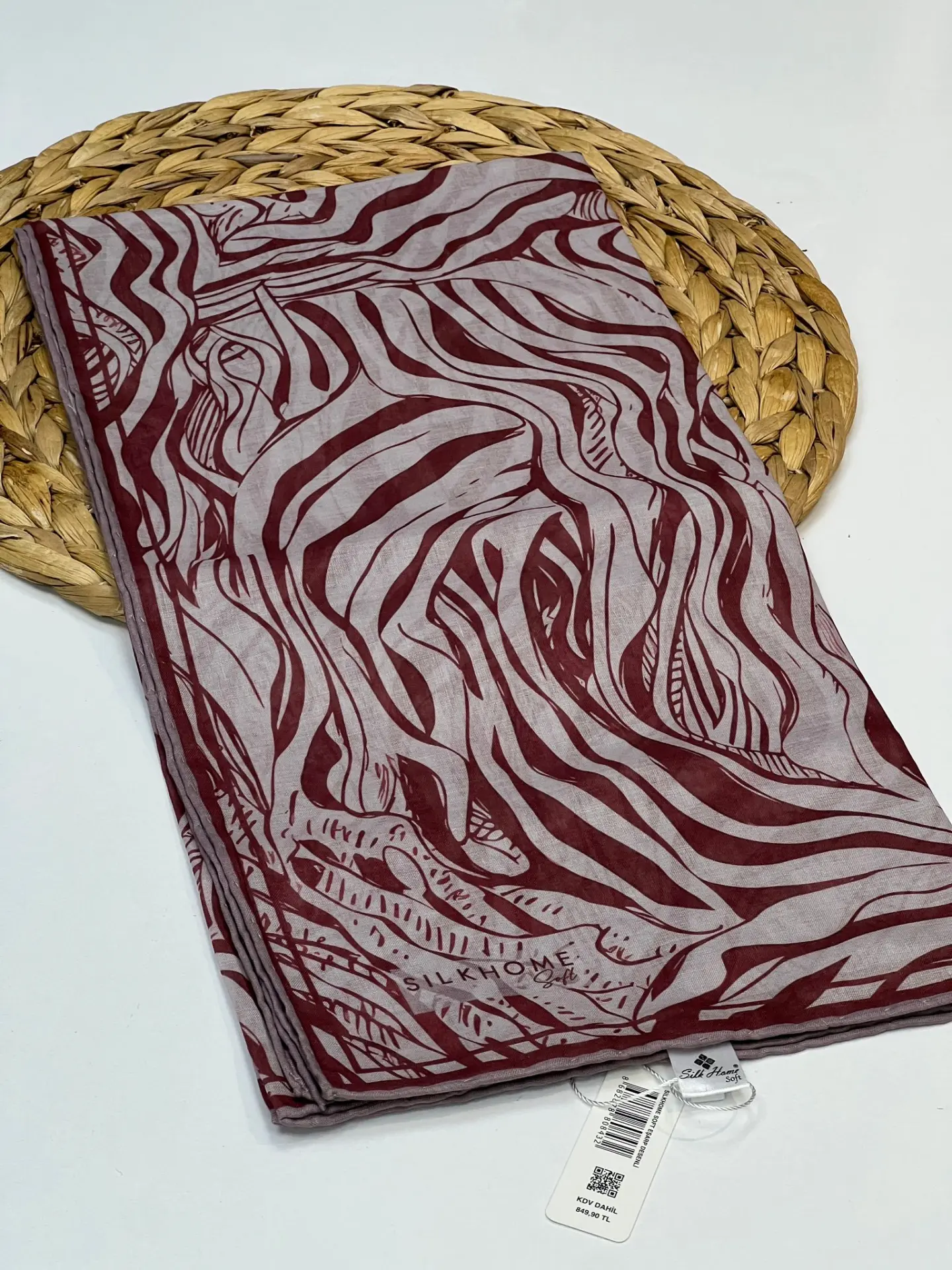 SİLK HOME ZEBRA DESEN SOFT EŞARP 1015 BORDO