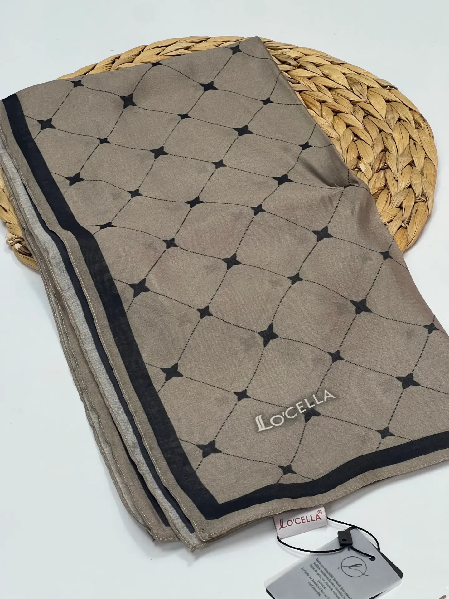 LOCELLA MONOGRAM DESEN MODAL İPEK EŞARP VİZON