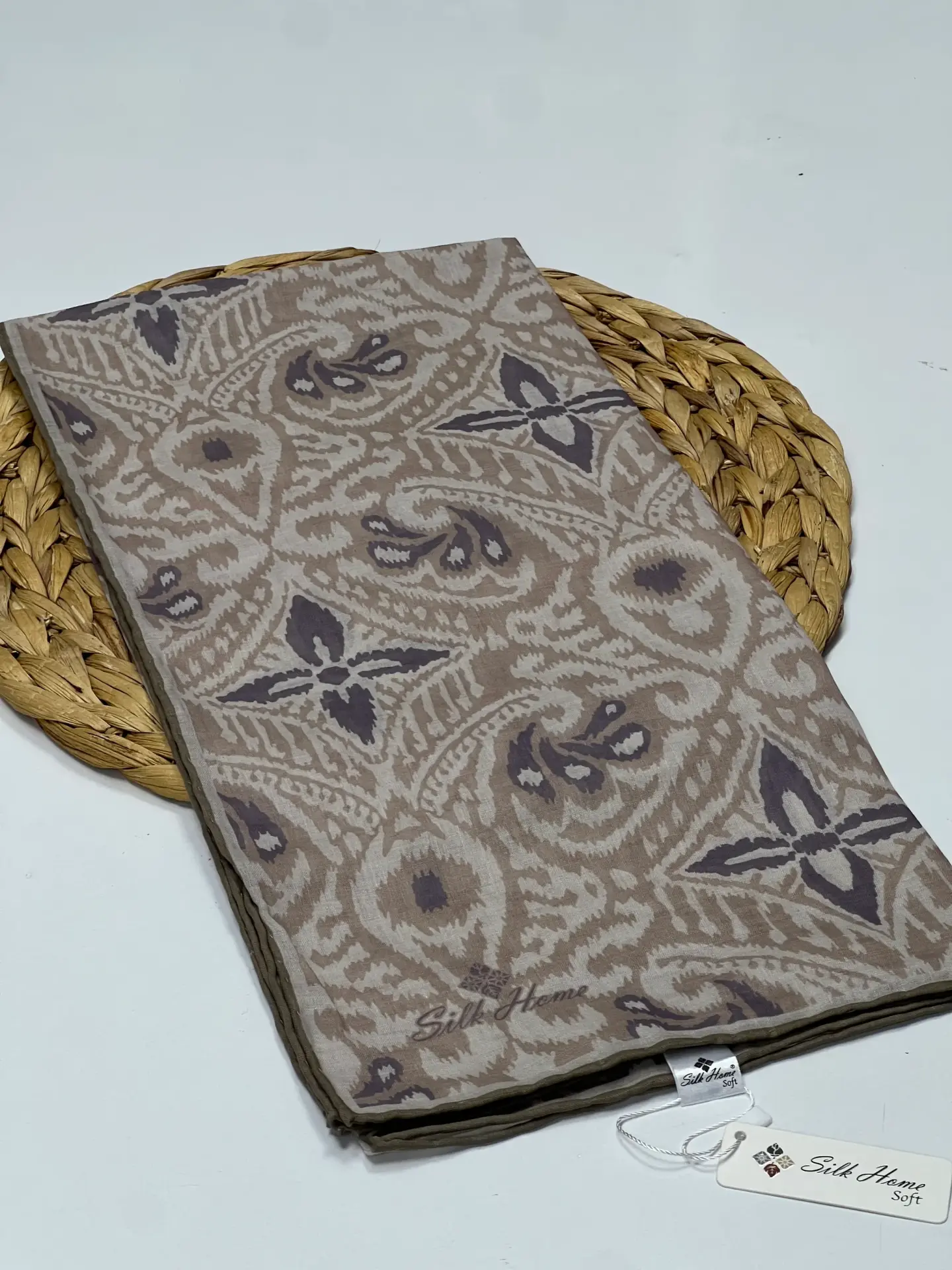 SİLK HOME ETNİK DESEN SOFT EŞARP 1033 VİZON