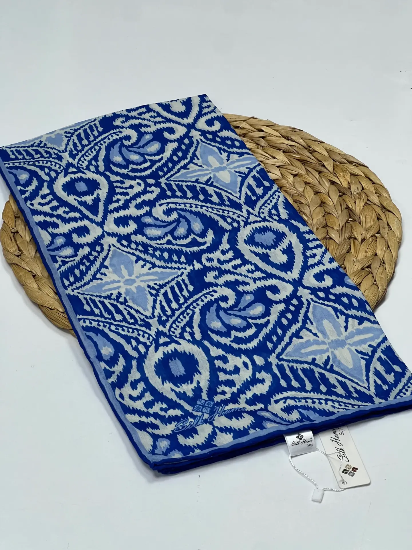 SİLK HOME ETNİK DESEN SOFT EŞARP 1033 SAKS MAVİ