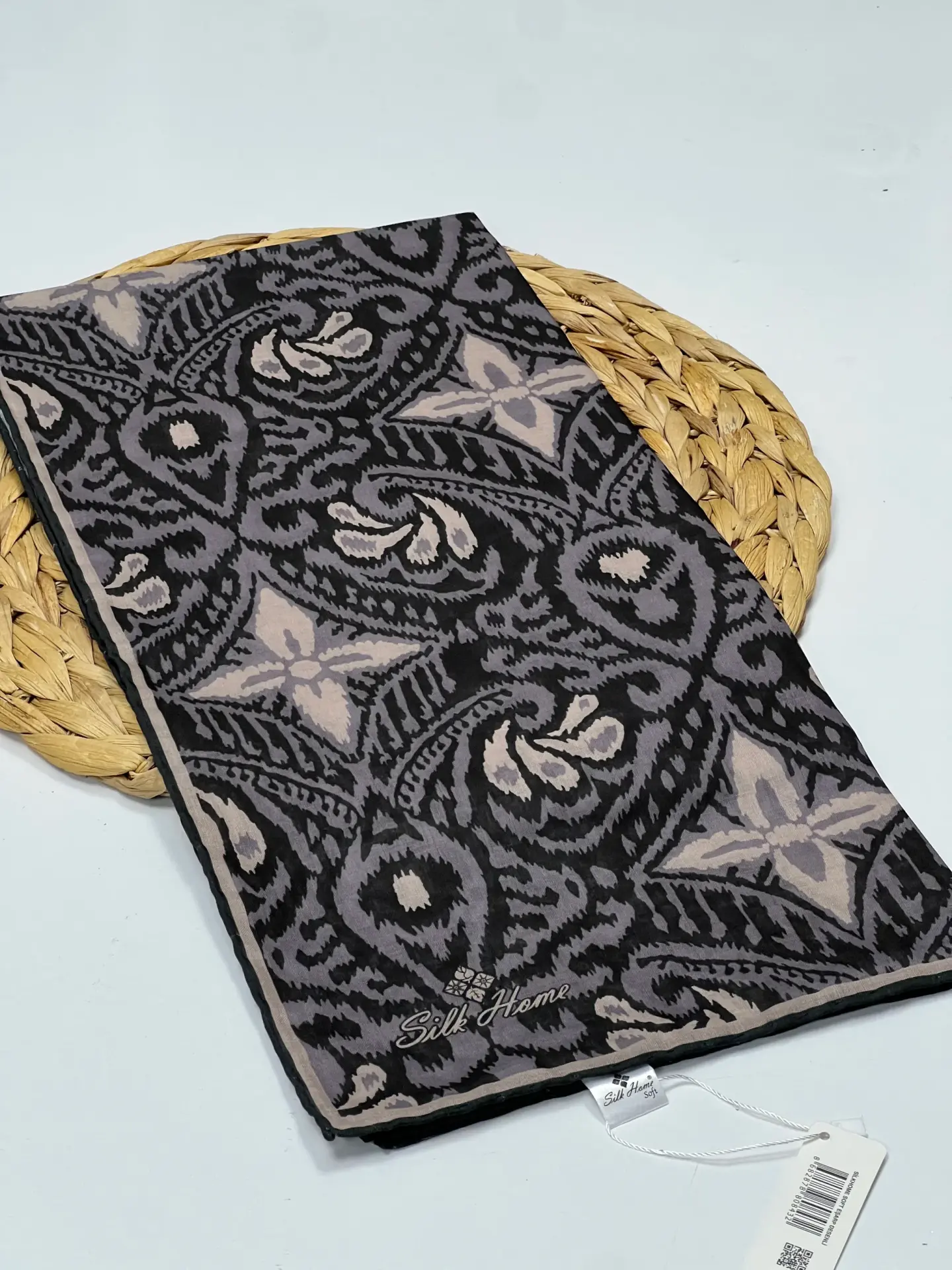 SİLK HOME ETNİK DESEN SOFT EŞARP 1033 SİYAH-LİLA