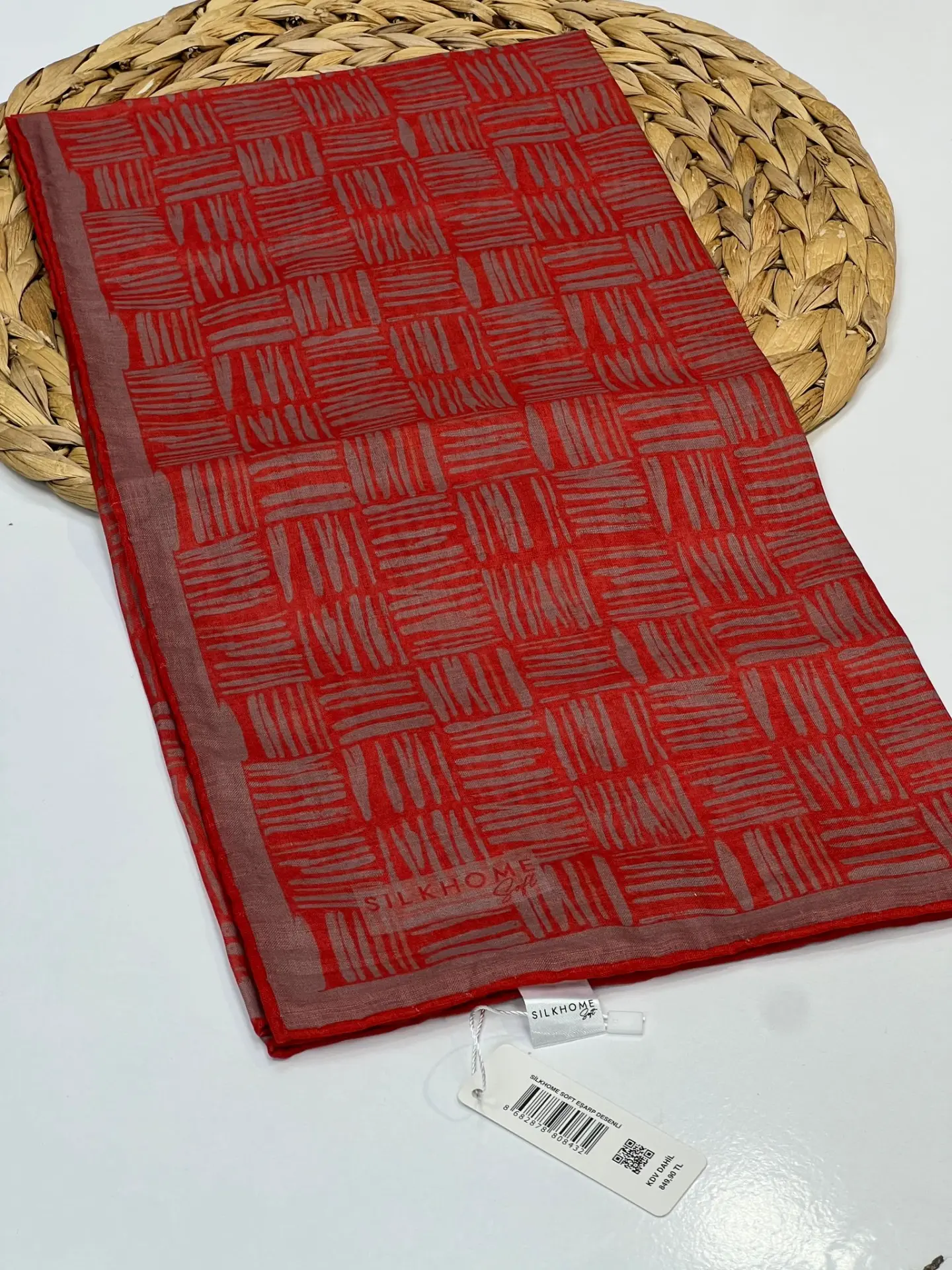 SİLK HOME KİBRİT DESEN SOFT EŞARP 1036 NAR ÇİÇEĞİ