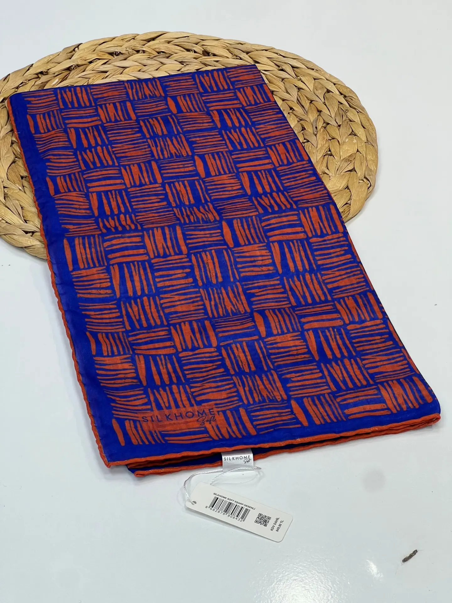 SİLK HOME KİBRİT DESEN SOFT EŞARP 1036 SAKS-TURUNCU