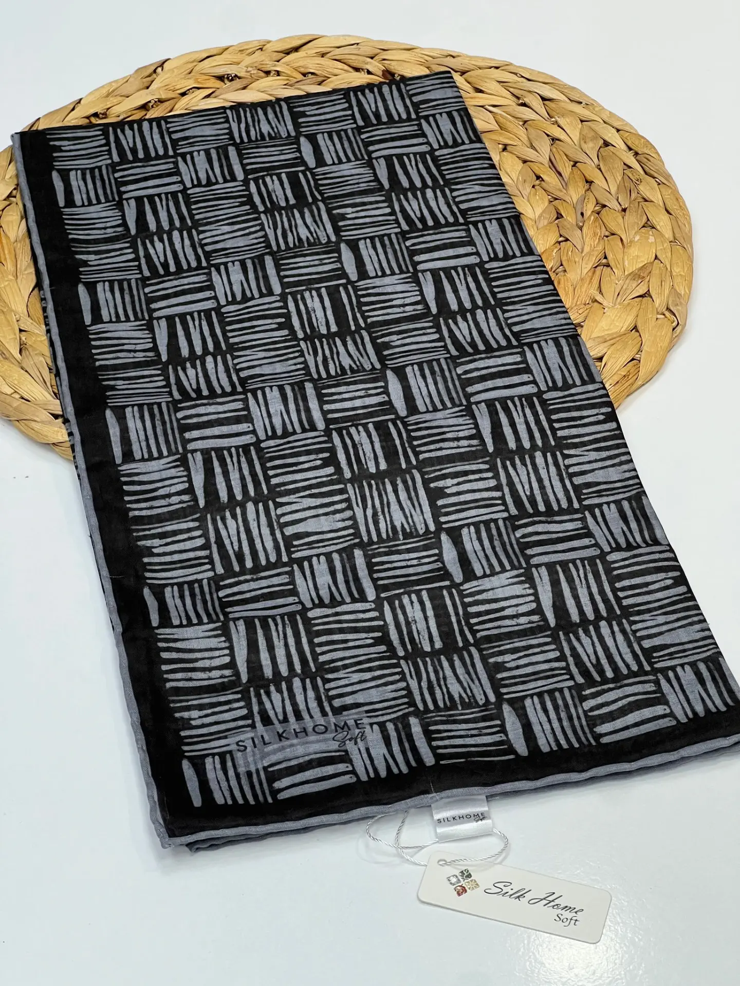 SİLK HOME KİBRİT DESEN SOFT EŞARP 1036 SİYAH - ANTRASİT