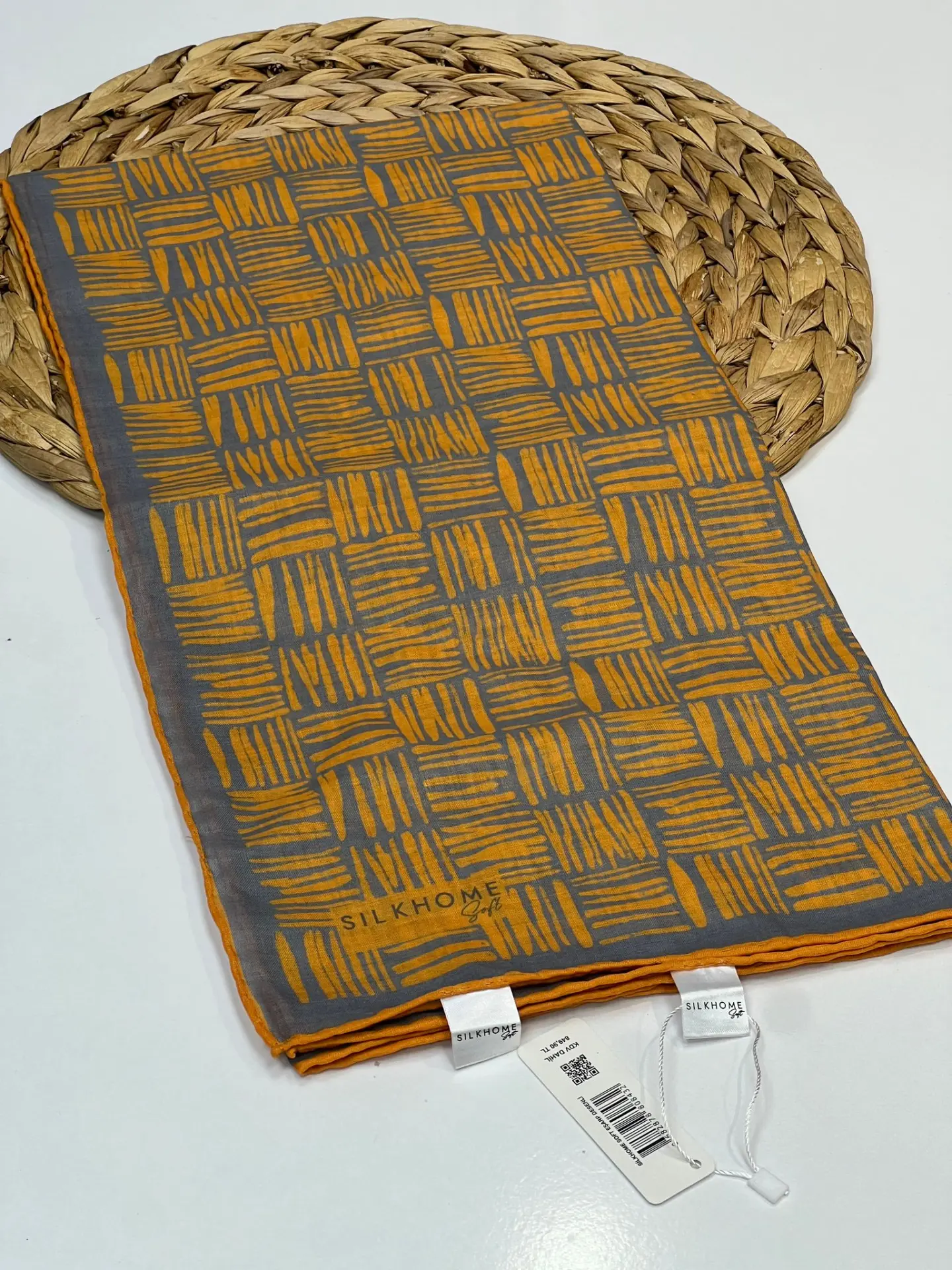 SİLK HOME KİBRİT DESEN SOFT EŞARP 1036 GRİ-SARI