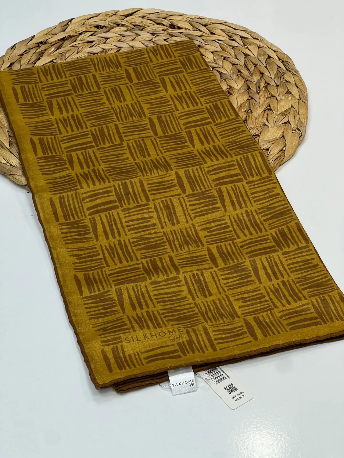 SİLK HOME KİBRİT DESEN SOFT EŞARP 1036 SARI-KAHVERENGİ