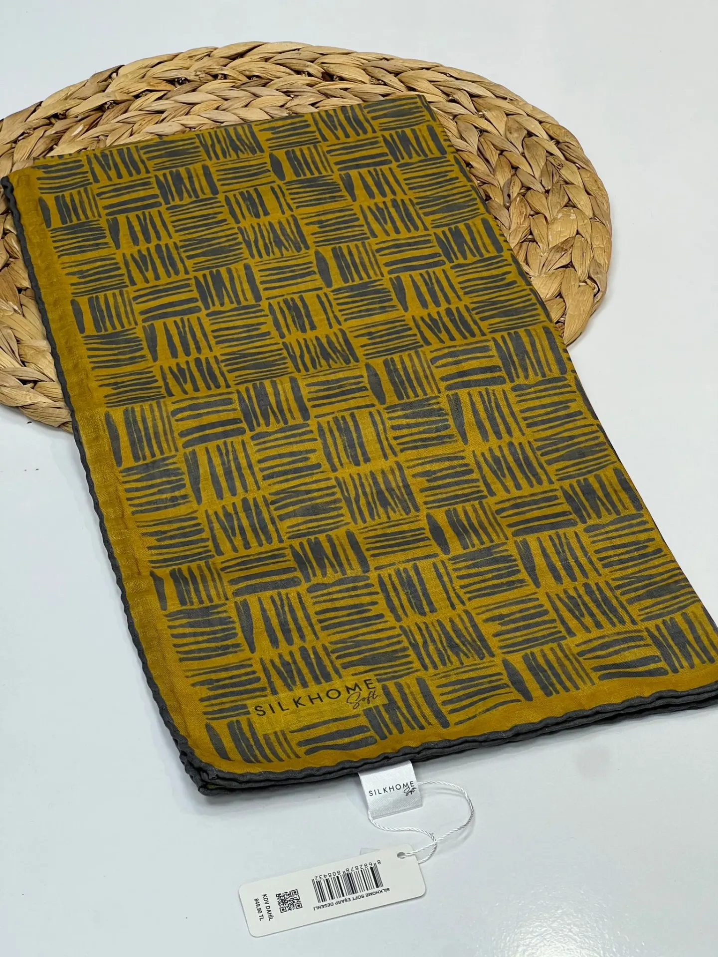 SİLK HOME KİBRİT DESEN SOFT EŞARP 1036 SARI-ANTRASİT