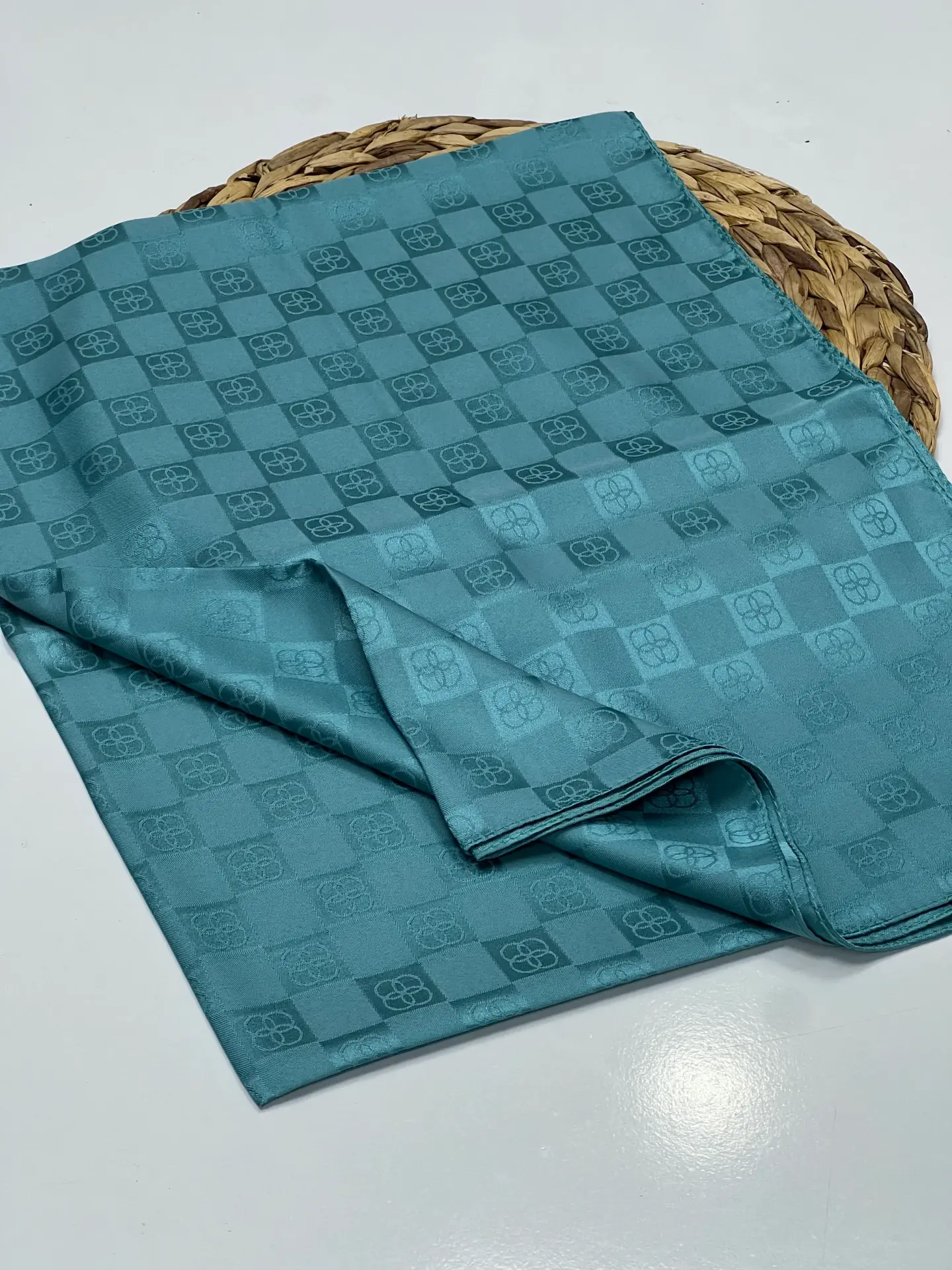 DAMA OLİMPİYAT DESEN JAKAR ŞAL TURKUAZ MAVİ