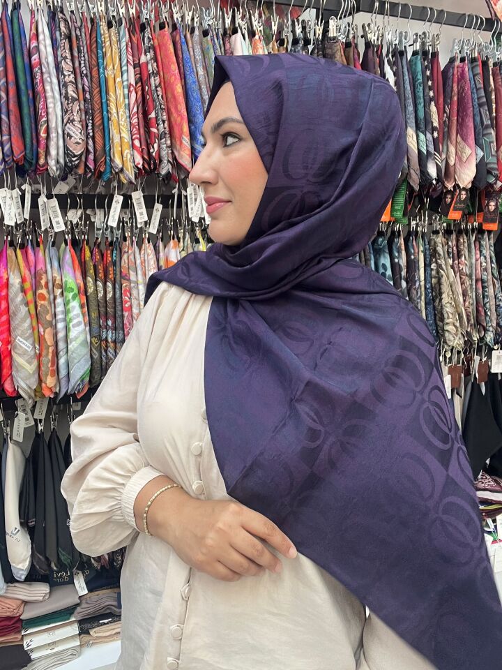 HALKA DESEN FLOŞLU ŞAL YAZLIK KUMAŞ 1058 MOR