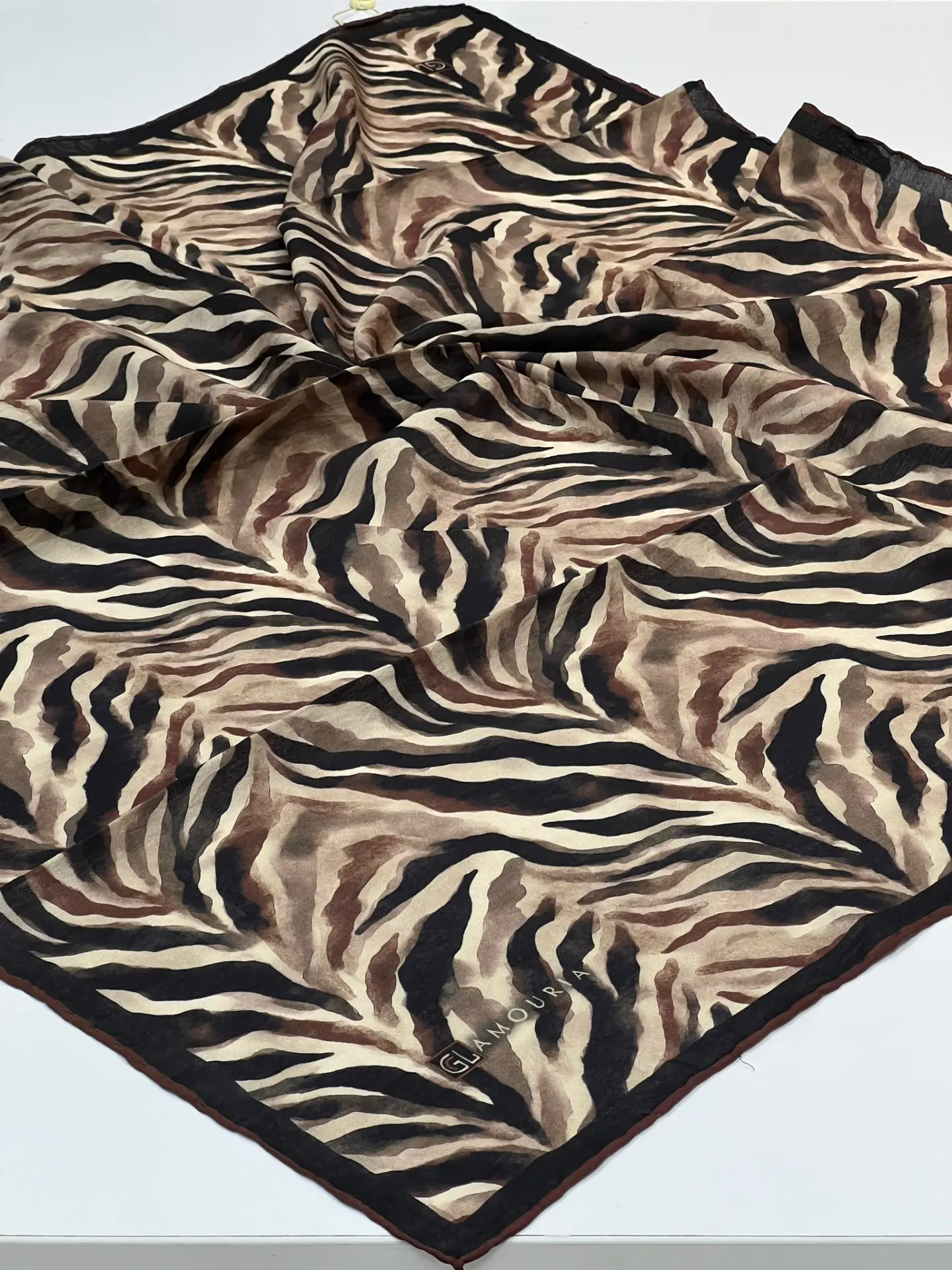 GLAMORİA ZEBRA DESEN MODAL İPEK EŞARP 1042 SİYAH-KAHVE