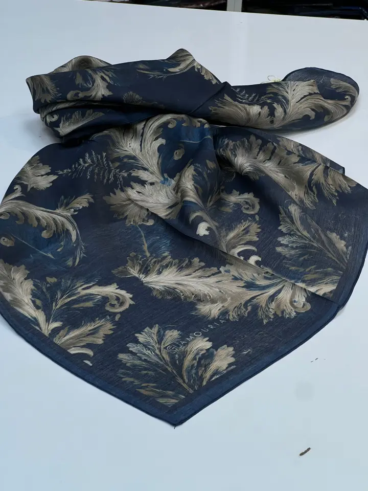 GLAMORIA TÜY DESEN MODAL İPEK EŞARP 1043 LACİVERT