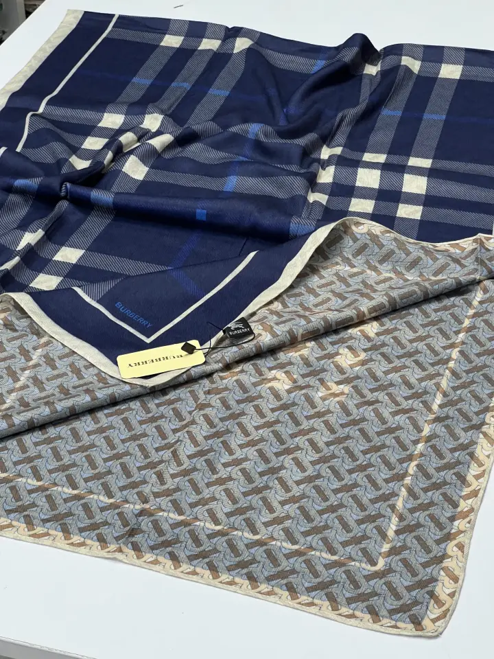 Burberry çift yönlü kaşmir pamuk ipek şal