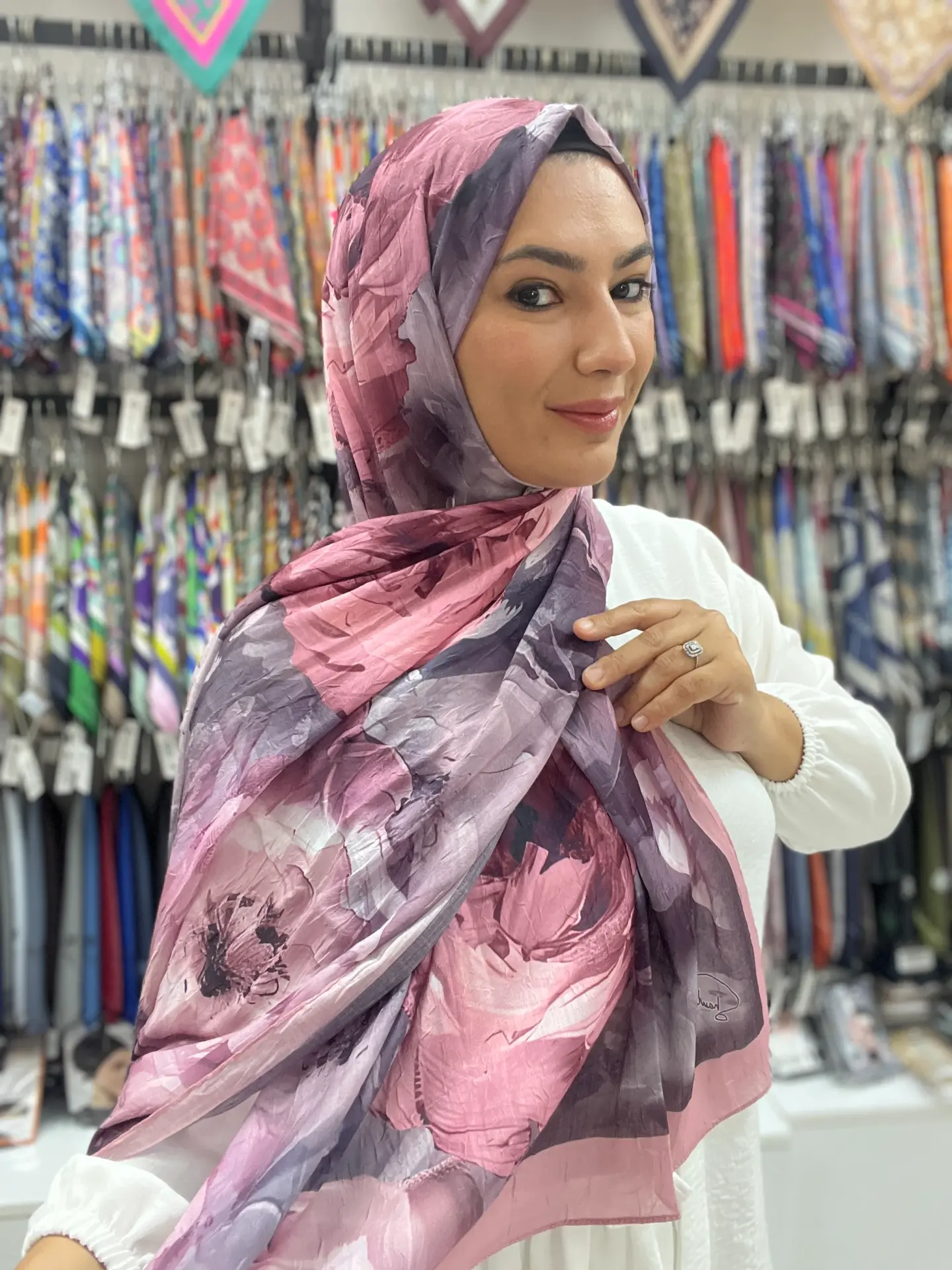 ÇİÇEK DESEN BAMBU KRAŞ ŞAL MODEL 17