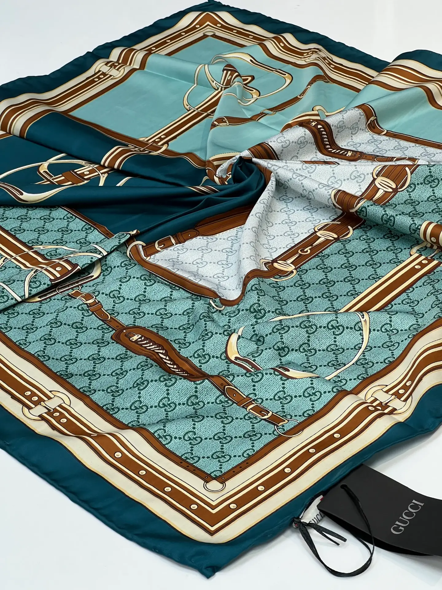 Gucci ithal twil eşarp 1053 PETROL