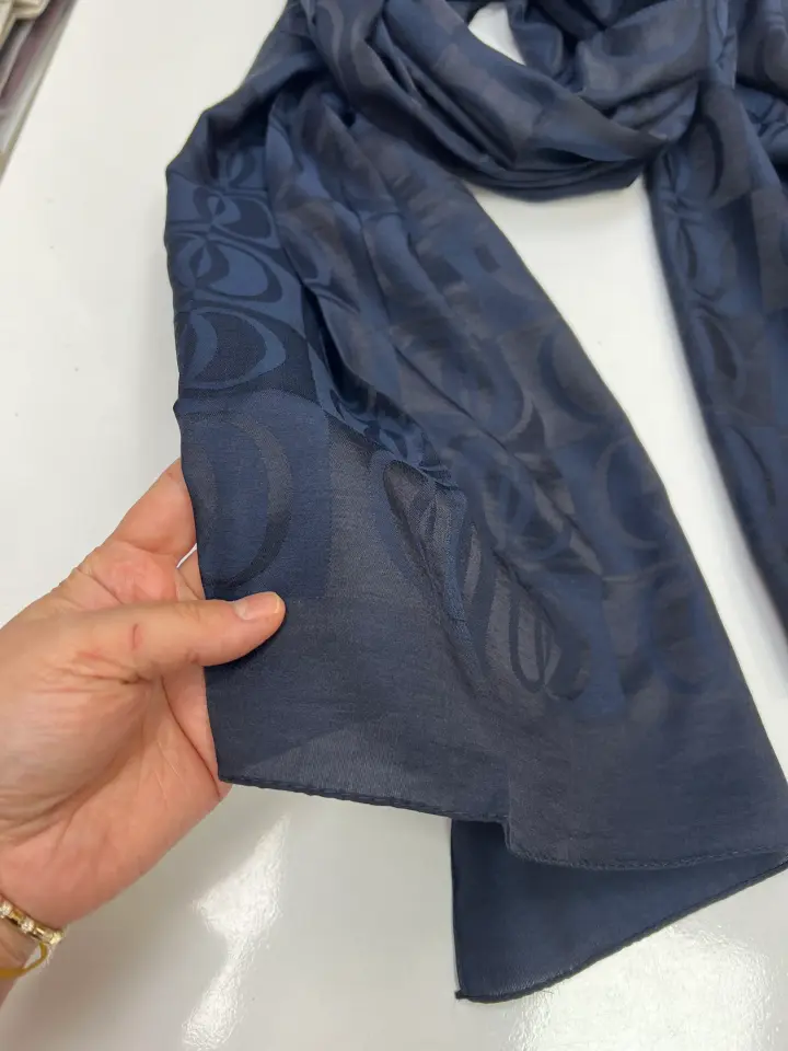 HALKA DESEN FLOŞLU ŞAL YAZLIK KUMAŞ 1058 LACİVERT