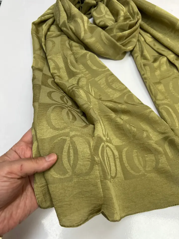 HALKA DESEN FLOŞLU ŞAL YAZLIK KUMAŞ 1058 FISTIK YEŞİL