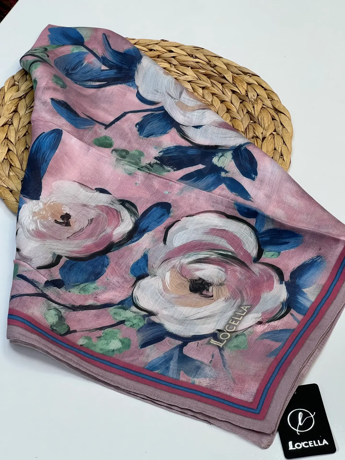 ÇİÇEK DESEN MODAL İPEK EŞARP AÇIK PEMBE